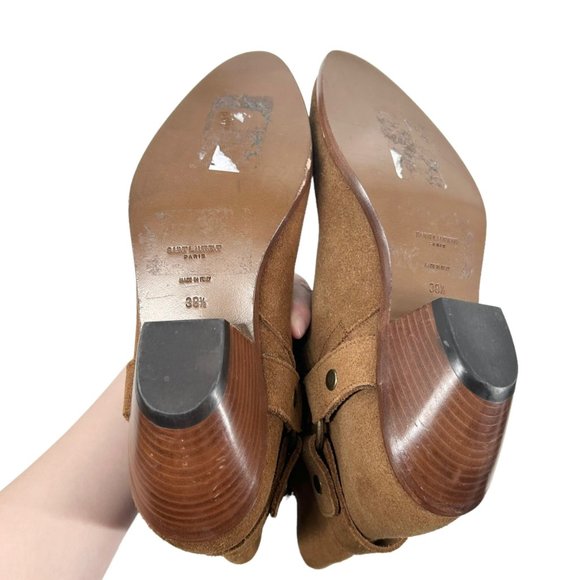 Yves Saint Laurent Wyatt Brown Suede Harness Boots - Picture 6 of 15